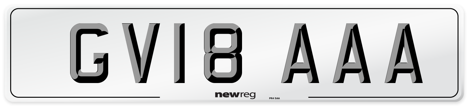 GV18 AAA Number Plate from New Reg
